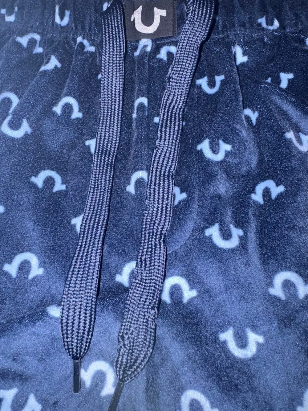 True Religion Men’s Large Blue Horseshoe Logo Fleece Pajama Lounge Pants